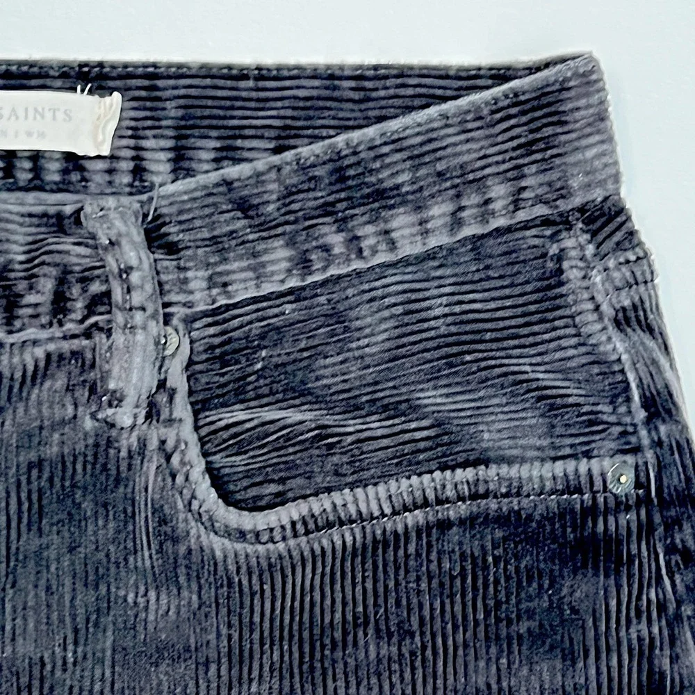 AllSaints Dean Black Grey Corduroy Pants Mens 36(Measures 36x26) Slim Crop
